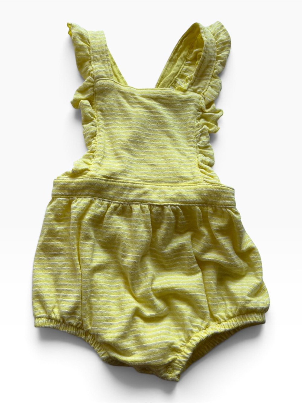 Cat & Jack Yellow Striped Ruffle Strap Baby Romper
